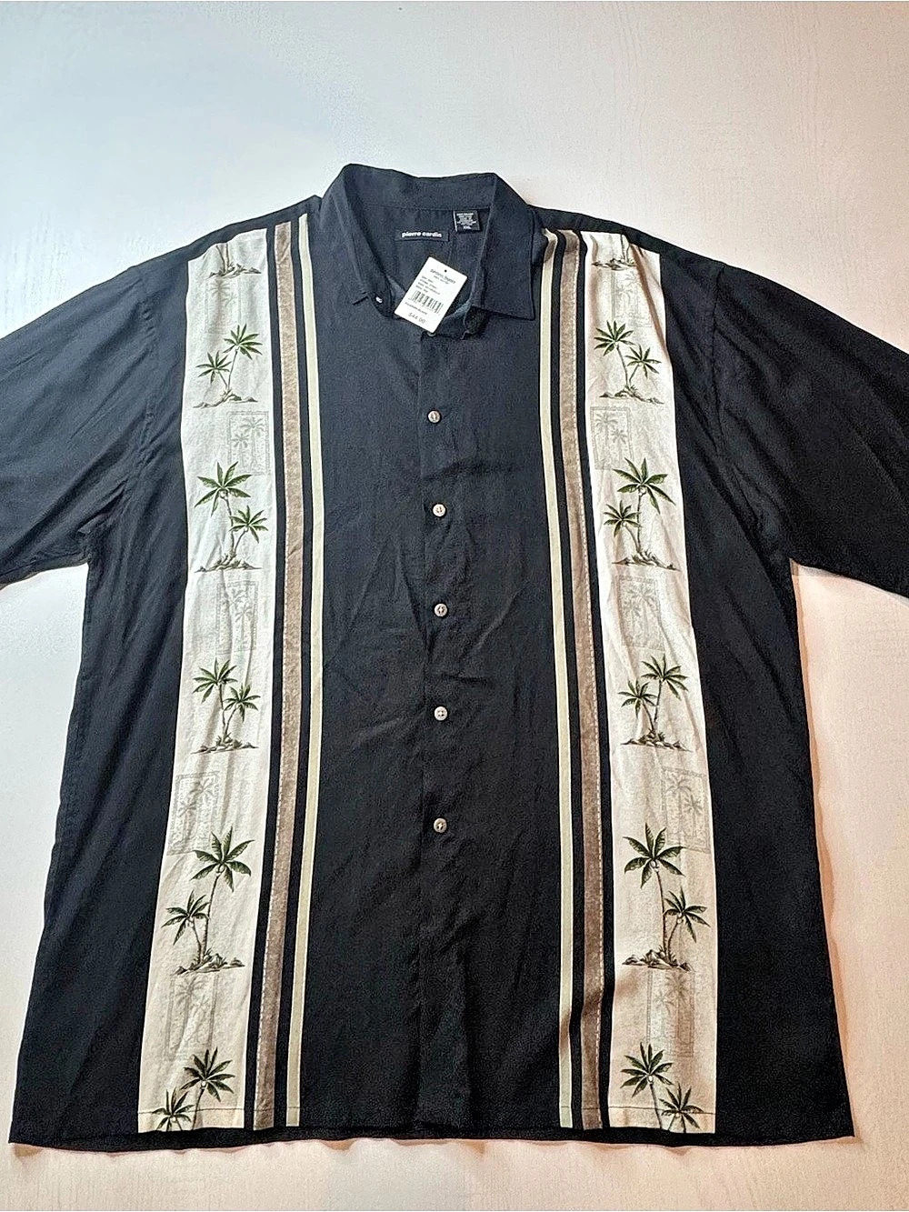 Pierre Cardin Sport Shirt Palm Print Rayon Shirt XXL NWT